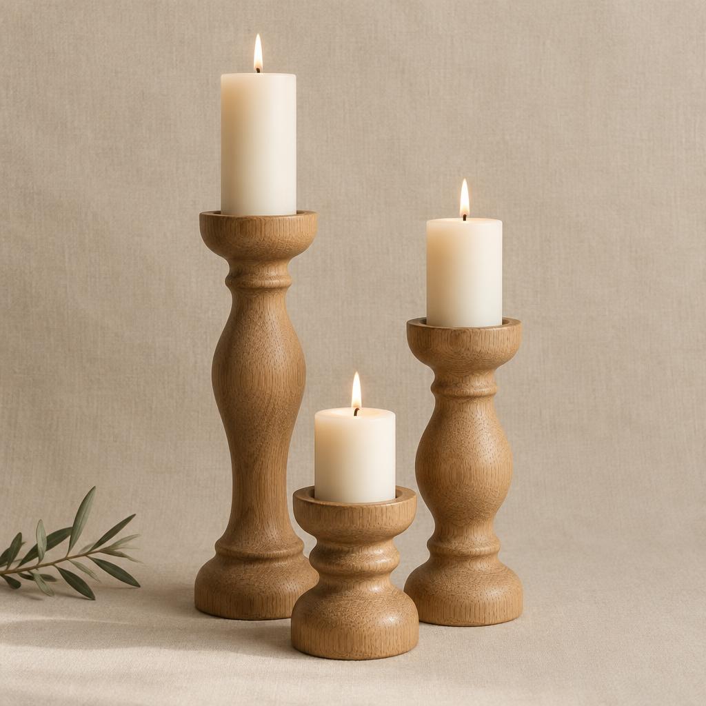Trio Bougeoirs bois